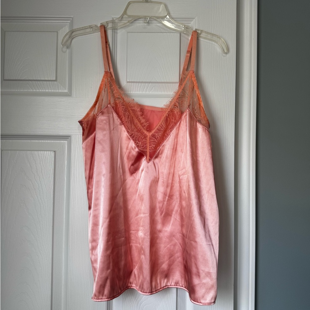 Mentionable Pink Faux Satin Slip Top